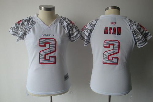Falcons #2 Matt Ryan White Women's Zebra Field Flirt Stitched NFL Jersey - Click Image to Close
